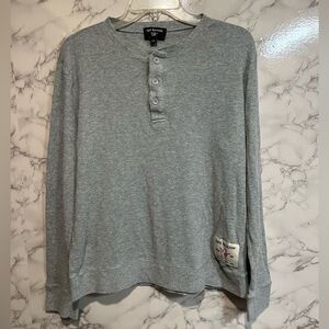 True Religion Men’s Gray Sweatshirt Long Sleeves Waffle Knit Size L